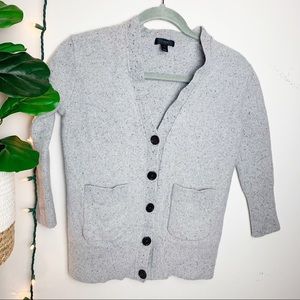 J. Crew Gray 100% Wool Button Down Cardigan